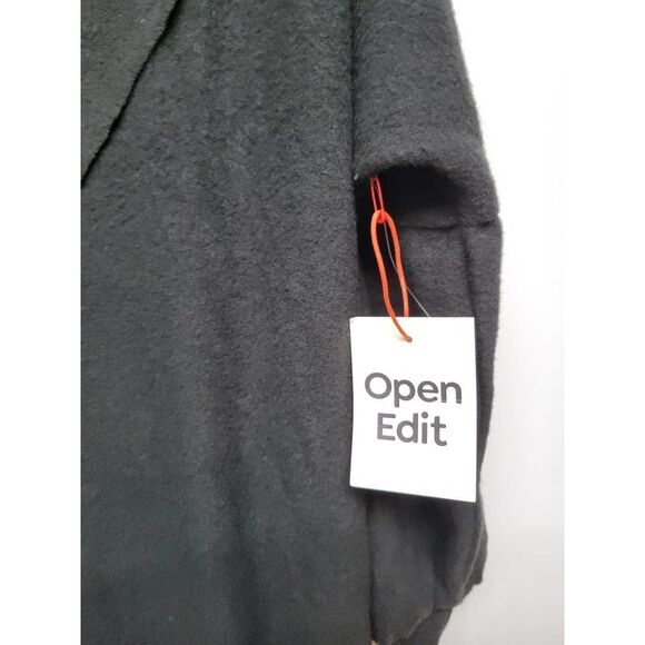 Open Edit Womens Sweater Dress Black Stretch V Neck Long Sleeve Knit - Picture 7 of 7